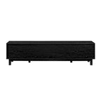 Meuble TV noir / chêne côtier aspect rotin avec 2 niches et 2 armoires – Convient aux TV jusqu'à 75 pouces