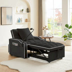 Fauteuil convertible 3-en-1 gris/noir avec dossier réglable et port USB – une place