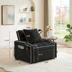 Fauteuil convertible 3-en-1 gris/noir avec dossier réglable et port USB – une place
