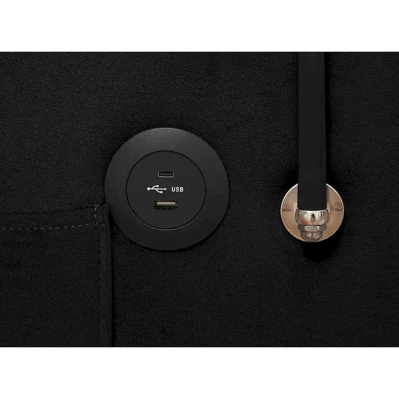 Fauteuil convertible 3-en-1 gris/noir avec dossier réglable et port USB – une place