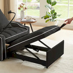 Fauteuil convertible 3-en-1 gris/noir avec dossier réglable et port USB – une place