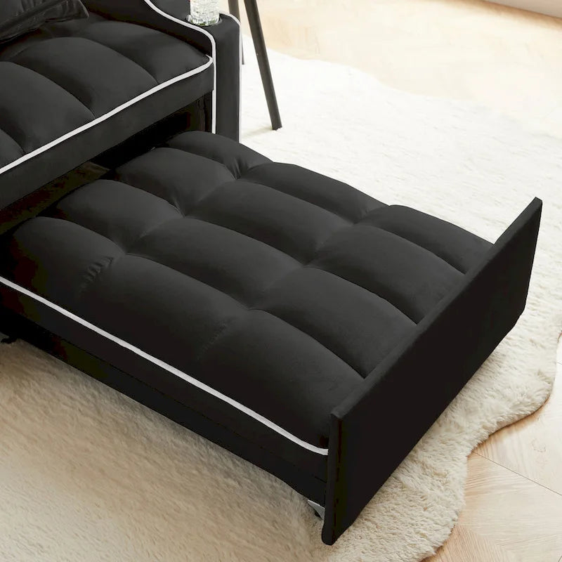 Fauteuil convertible 3-en-1 gris/noir avec dossier réglable et port USB – une place
