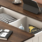Table basse carrée élévatrice blanc cassé avec rangement intégré et station de charge – Simple