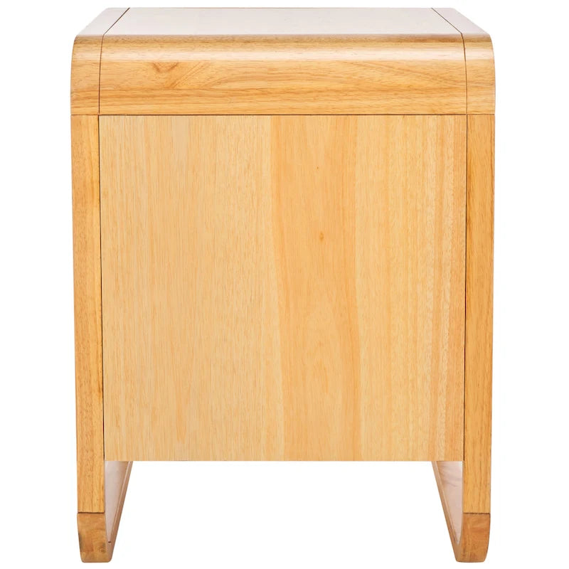 Table de chevet en hévéa (noir/naturel/blanc/noyer) avec tiroir en rotin et étagère ouverte – Unité individuelle