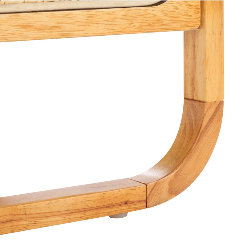 Table de chevet en hévéa (noir/naturel/blanc/noyer) avec tiroir en rotin et étagère ouverte – Unité individuelle