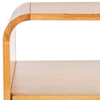 Table de chevet en hévéa (noir/naturel/blanc/noyer) avec tiroir en rotin et étagère ouverte – Unité individuelle