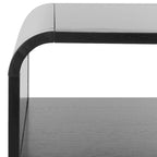 Table de chevet en hévéa (noir/naturel/blanc/noyer) avec tiroir en rotin et étagère ouverte – Unité individuelle