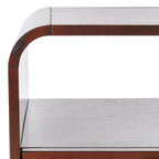 Table de chevet en hévéa (noir/naturel/blanc/noyer) avec tiroir en rotin et étagère ouverte – Unité individuelle