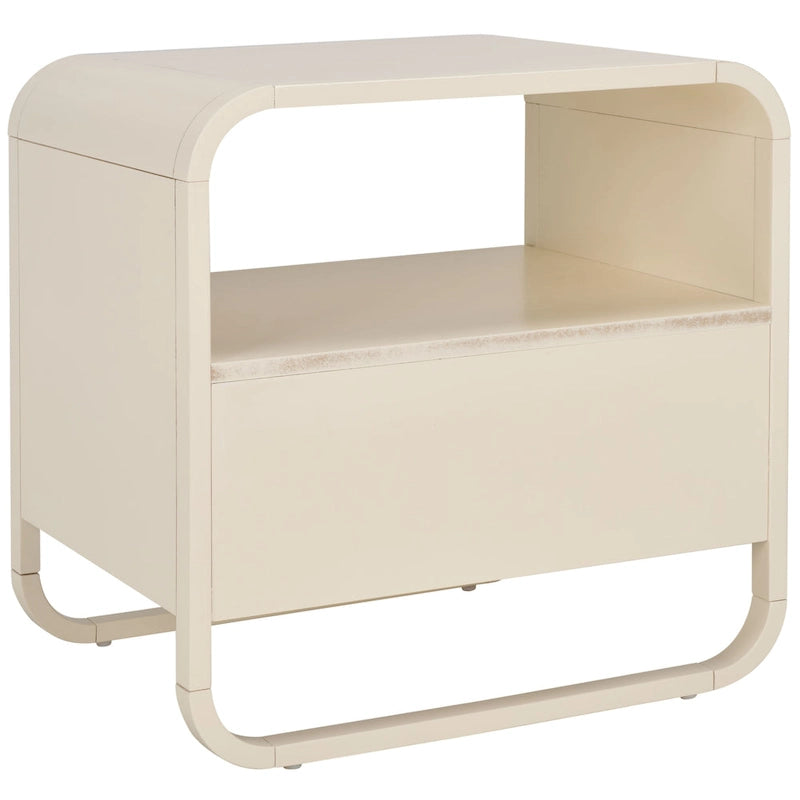 Table de chevet en hévéa (noir/naturel/blanc/noyer) avec tiroir en rotin et étagère ouverte – Unité individuelle