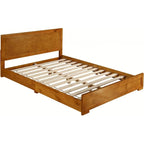 Lit Plateforme King en Bois Massif Chêne Naturel avec Panneaux Incrustés en Chêne, Tête et Pied de Lit – Simple