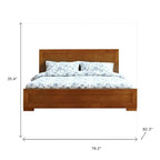 Lit Plateforme King en Bois Massif Chêne Naturel avec Panneaux Incrustés en Chêne, Tête et Pied de Lit – Simple