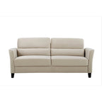 Canapé en velours rose / gris / ivoire / bleu foncé avec accoudoirs inclinés de style Mid-Century – 198 cm, 3 places