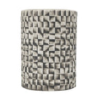 Tabouret/table cylindrique en céramique grise avec texture géométrique 3D – Unité