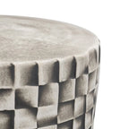 Tabouret/table cylindrique en céramique grise avec texture géométrique 3D – Unité