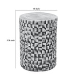 Tabouret/table cylindrique en céramique grise avec texture géométrique 3D – Unité