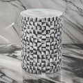 Tabouret/table cylindrique en céramique grise avec texture géométrique 3D – Unité
