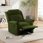 Fauteuil inclinable, pivotant à 360° et à bascule en velours marron clair / vert – une place