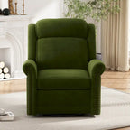 Fauteuil inclinable, pivotant à 360° et à bascule en velours marron clair / vert – une place