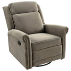 Fauteuil inclinable, pivotant à 360° et à bascule en velours marron clair / vert – une place