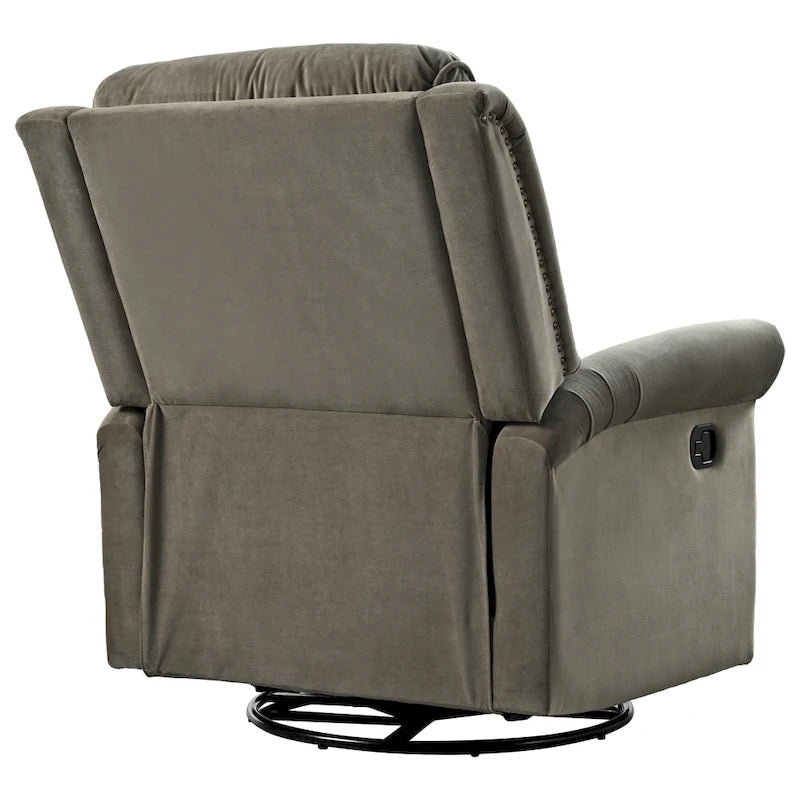 Fauteuil inclinable, pivotant à 360° et à bascule en velours marron clair / vert – une place