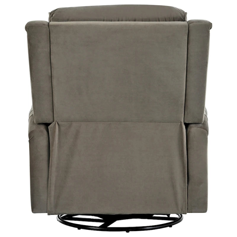 Fauteuil inclinable, pivotant à 360° et à bascule en velours marron clair / vert – une place