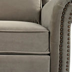 Fauteuil inclinable, pivotant à 360° et à bascule en velours marron clair / vert – une place