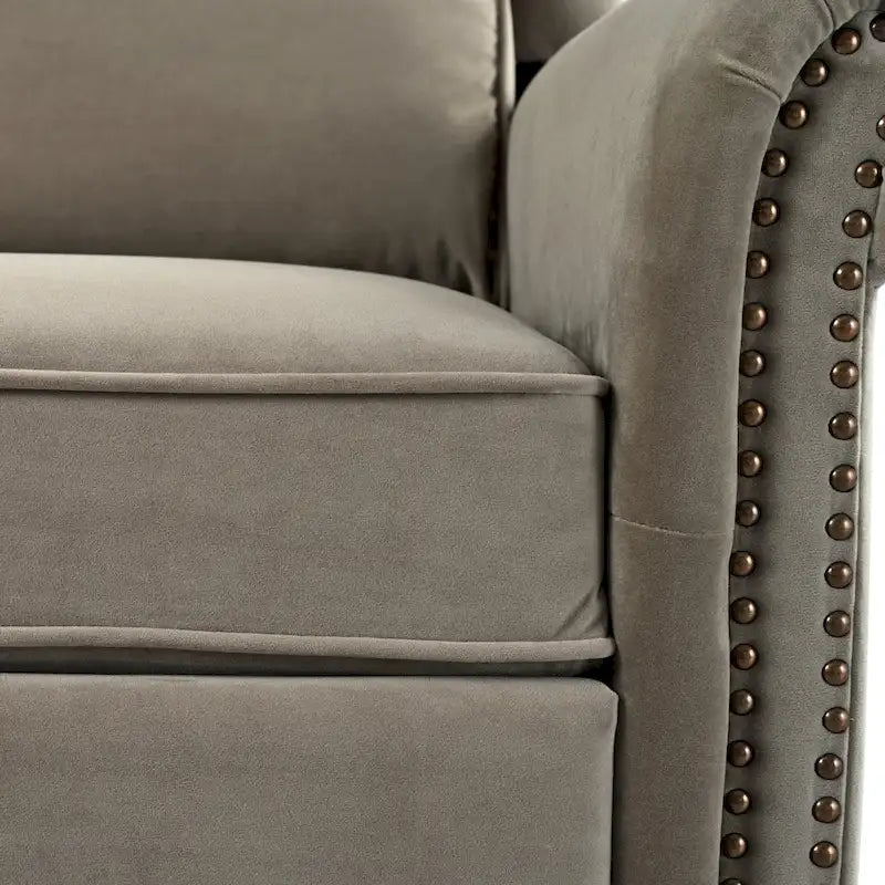 Fauteuil inclinable, pivotant à 360° et à bascule en velours marron clair / vert – une place