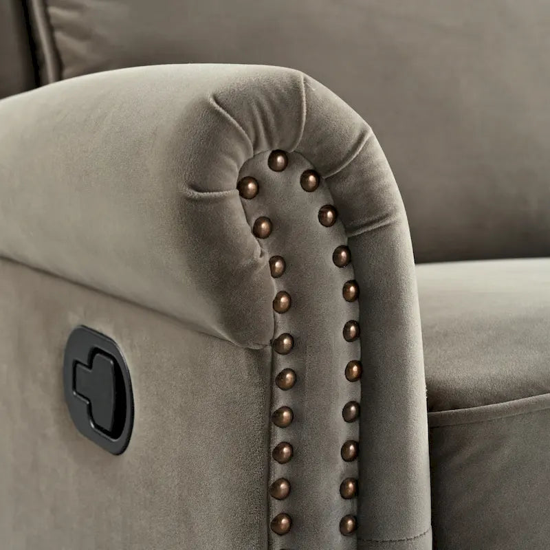 Fauteuil inclinable, pivotant à 360° et à bascule en velours marron clair / vert – une place