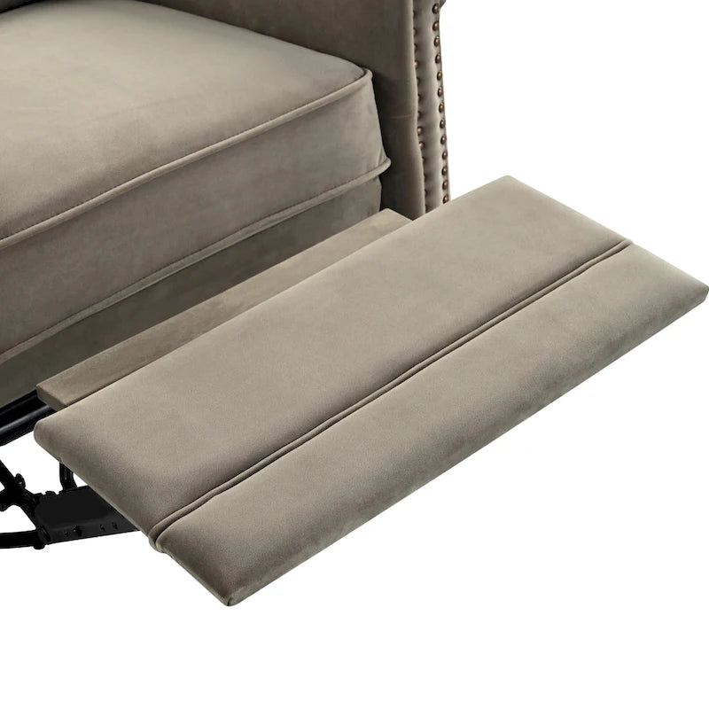 Fauteuil inclinable, pivotant à 360° et à bascule en velours marron clair / vert – une place