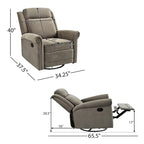 Fauteuil inclinable, pivotant à 360° et à bascule en velours marron clair / vert – une place