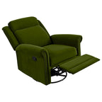 Fauteuil inclinable, pivotant à 360° et à bascule en velours marron clair / vert – une place