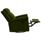 Fauteuil inclinable, pivotant à 360° et à bascule en velours marron clair / vert – une place