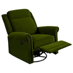 Fauteuil inclinable, pivotant à 360° et à bascule en velours marron clair / vert – une place