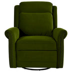 Fauteuil inclinable, pivotant à 360° et à bascule en velours marron clair / vert – une place