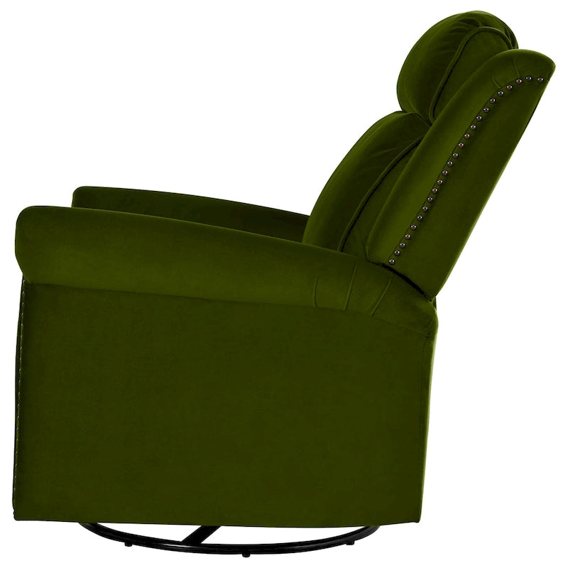 Fauteuil inclinable, pivotant à 360° et à bascule en velours marron clair / vert – une place