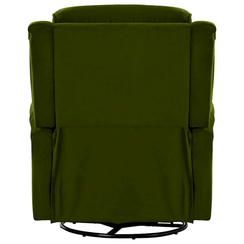 Fauteuil inclinable, pivotant à 360° et à bascule en velours marron clair / vert – une place