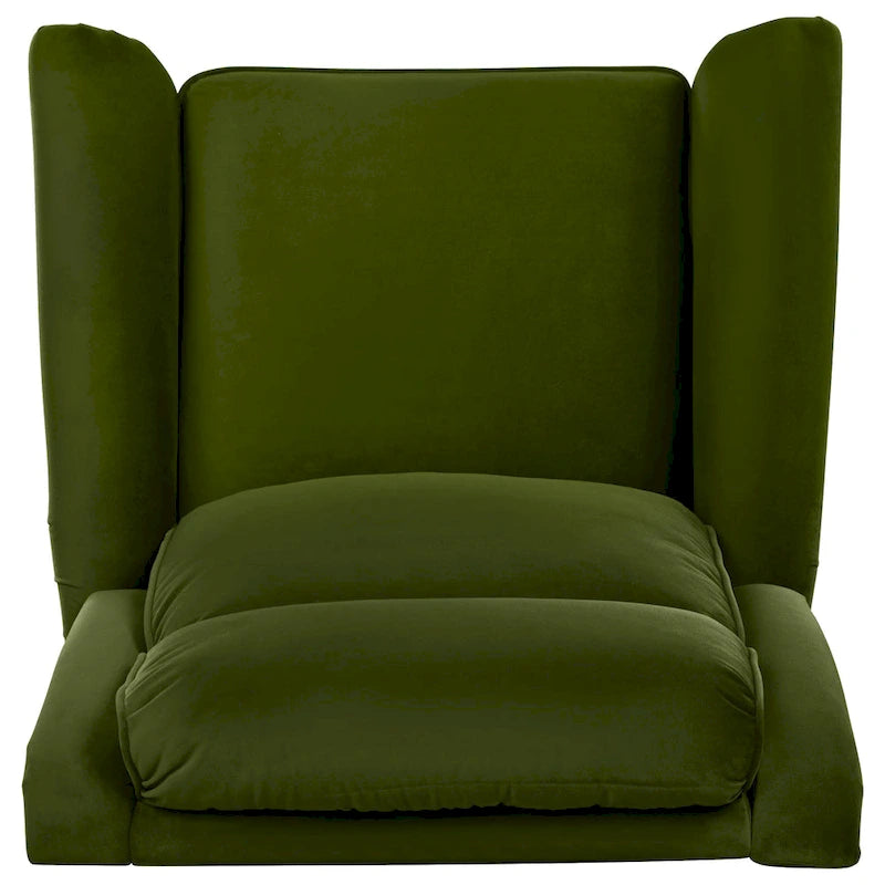 Fauteuil inclinable, pivotant à 360° et à bascule en velours marron clair / vert – une place
