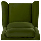 Fauteuil inclinable, pivotant à 360° et à bascule en velours marron clair / vert – une place