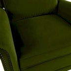 Fauteuil inclinable, pivotant à 360° et à bascule en velours marron clair / vert – une place