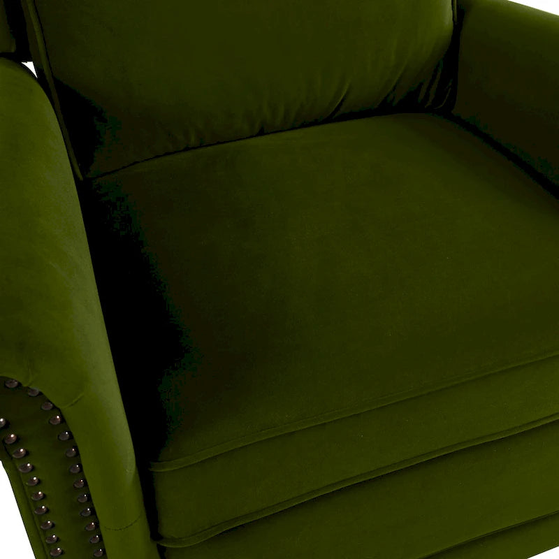 Fauteuil inclinable, pivotant à 360° et à bascule en velours marron clair / vert – une place