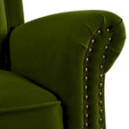 Fauteuil inclinable, pivotant à 360° et à bascule en velours marron clair / vert – une place