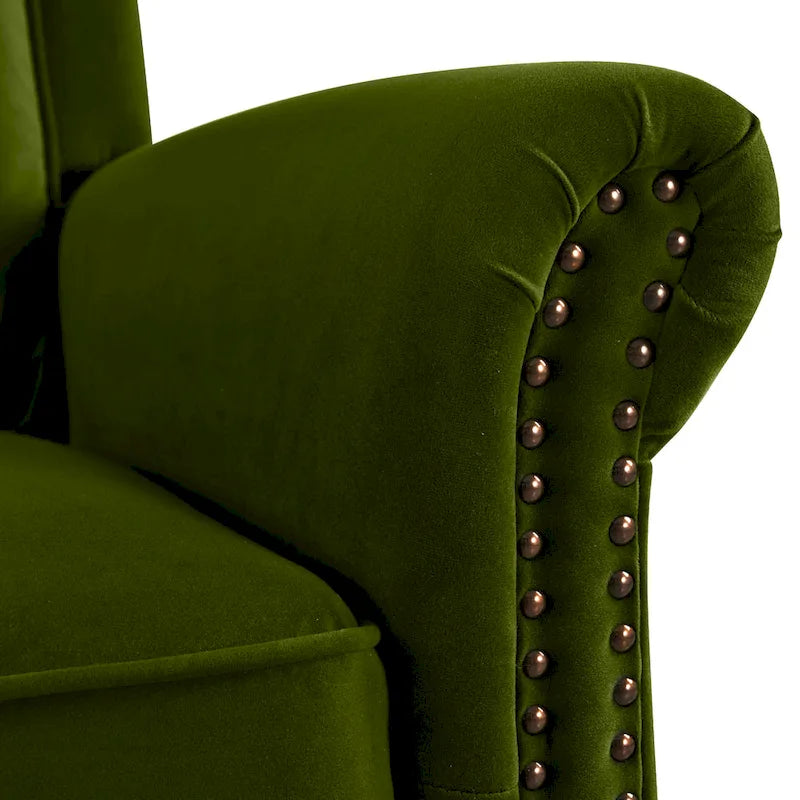 Fauteuil inclinable, pivotant à 360° et à bascule en velours marron clair / vert – une place