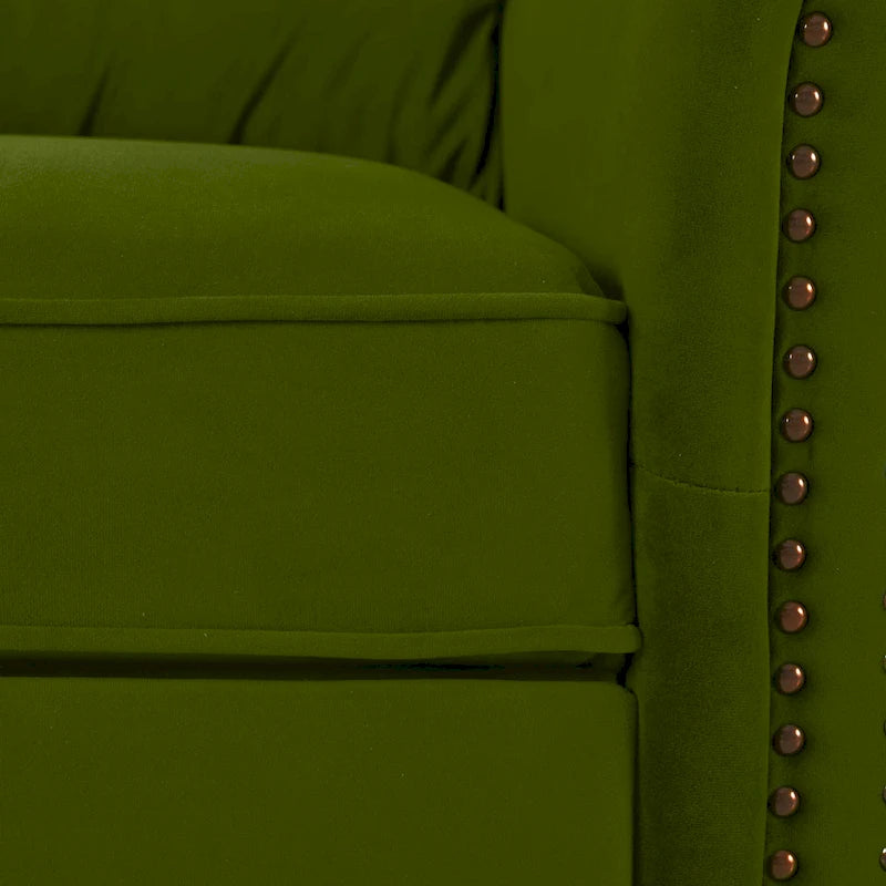 Fauteuil inclinable, pivotant à 360° et à bascule en velours marron clair / vert – une place
