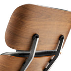Fauteuil de salon en cuir pleine fleur noyer avec ottoman et inclinaison de 15° – Simple