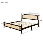 Lit plateforme bas Espresso King avec tête et pied de lit en rotin – 2 personnes
