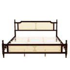 Lit plateforme bas Espresso King avec tête et pied de lit en rotin – 2 personnes