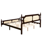 Lit plateforme bas Espresso King avec tête et pied de lit en rotin – 2 personnes