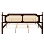 Lit plateforme bas Espresso King avec tête et pied de lit en rotin – 2 personnes