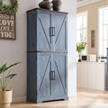 Meuble de rangement rustique pour garde-manger de cuisine avec portes de grange et tiroir – 183 cm H