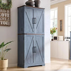 Meuble de rangement rustique pour garde-manger de cuisine avec portes de grange et tiroir – 183 cm H